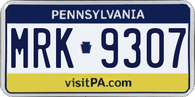 PA license plate MRK9307