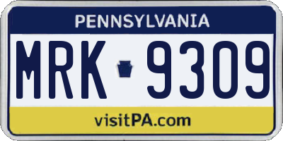 PA license plate MRK9309