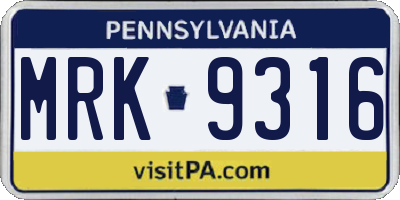 PA license plate MRK9316