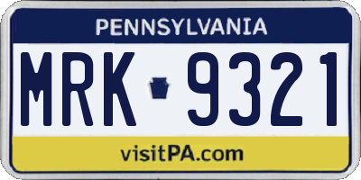 PA license plate MRK9321