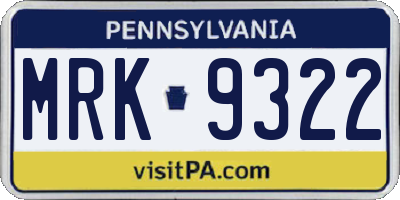 PA license plate MRK9322