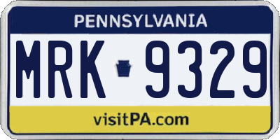 PA license plate MRK9329