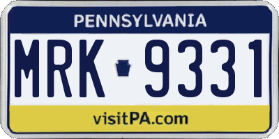 PA license plate MRK9331