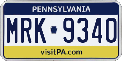 PA license plate MRK9340