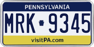 PA license plate MRK9345