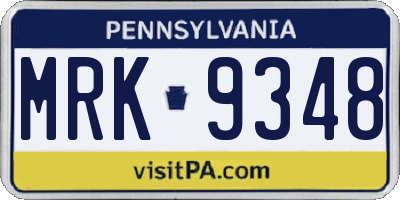 PA license plate MRK9348