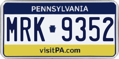 PA license plate MRK9352