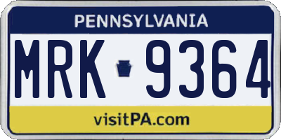 PA license plate MRK9364