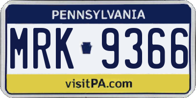 PA license plate MRK9366
