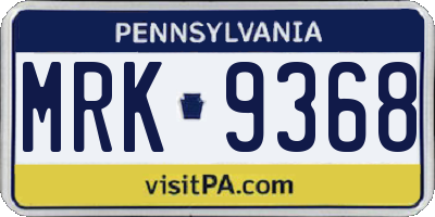 PA license plate MRK9368