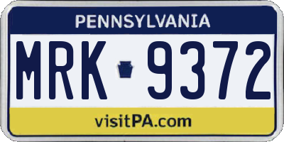 PA license plate MRK9372