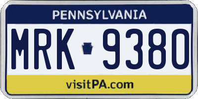 PA license plate MRK9380