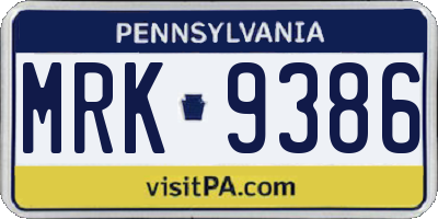 PA license plate MRK9386