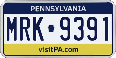 PA license plate MRK9391