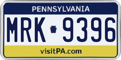 PA license plate MRK9396