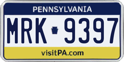 PA license plate MRK9397