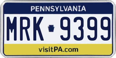 PA license plate MRK9399