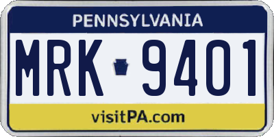 PA license plate MRK9401