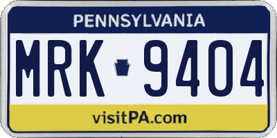 PA license plate MRK9404