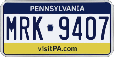 PA license plate MRK9407