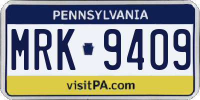 PA license plate MRK9409