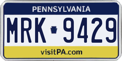 PA license plate MRK9429