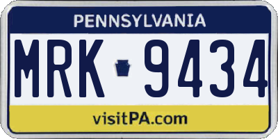 PA license plate MRK9434