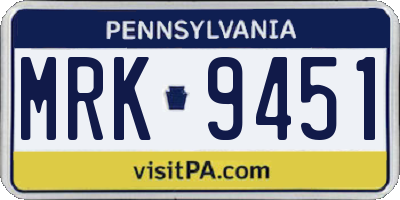 PA license plate MRK9451