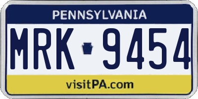 PA license plate MRK9454