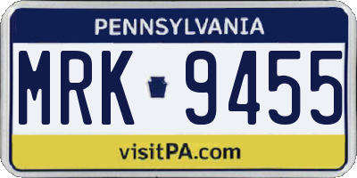 PA license plate MRK9455