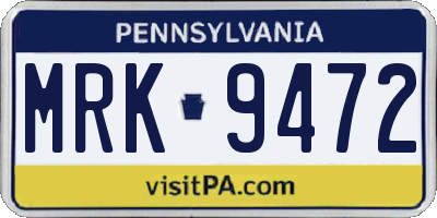 PA license plate MRK9472