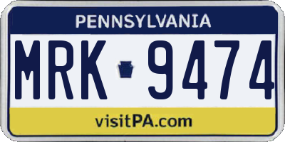 PA license plate MRK9474