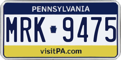 PA license plate MRK9475