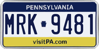 PA license plate MRK9481