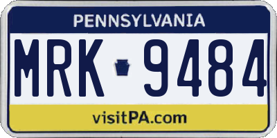 PA license plate MRK9484