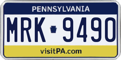 PA license plate MRK9490