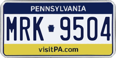 PA license plate MRK9504