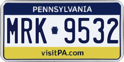 PA license plate MRK9532