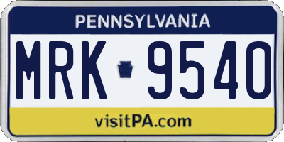 PA license plate MRK9540