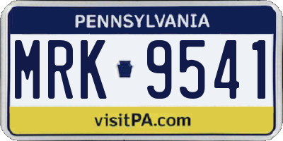 PA license plate MRK9541
