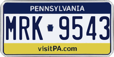PA license plate MRK9543