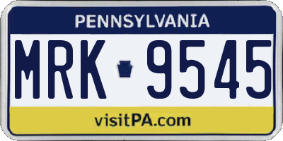 PA license plate MRK9545