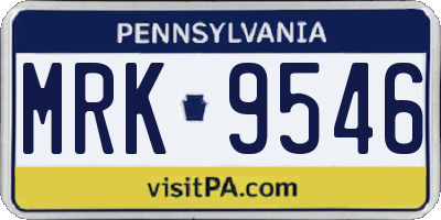 PA license plate MRK9546