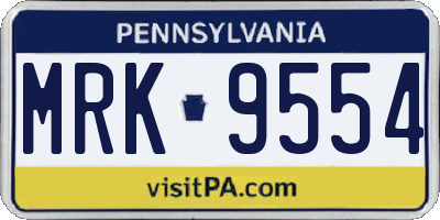 PA license plate MRK9554