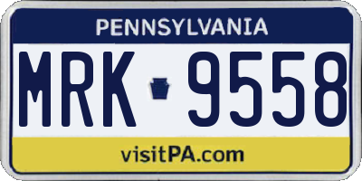 PA license plate MRK9558