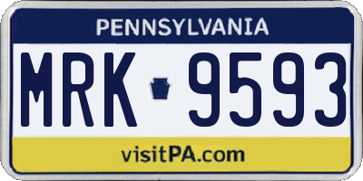 PA license plate MRK9593