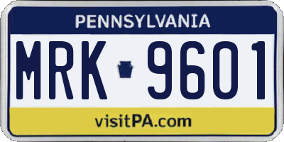 PA license plate MRK9601