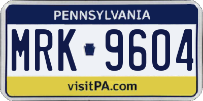 PA license plate MRK9604