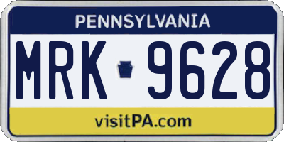 PA license plate MRK9628