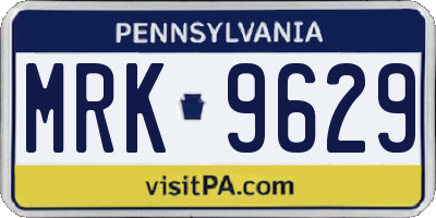 PA license plate MRK9629